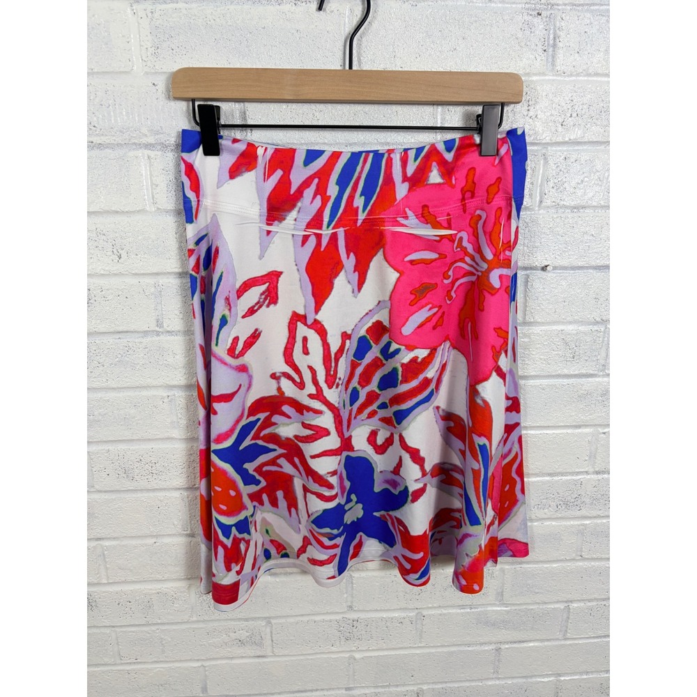 Whimsy Rose Floral Skater Skirt Womens S Stretch Silky Pull On USA Made